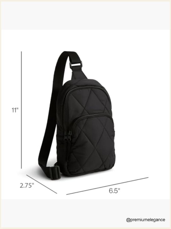 Lightweight Diamond Quilted Sling Backpack with Recycled Fabric main image 4